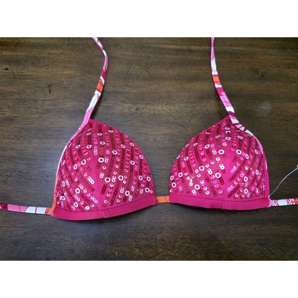 NWOT Calzedonia Colbey L Sequin Push Up Red Bikini Swim Top 126783